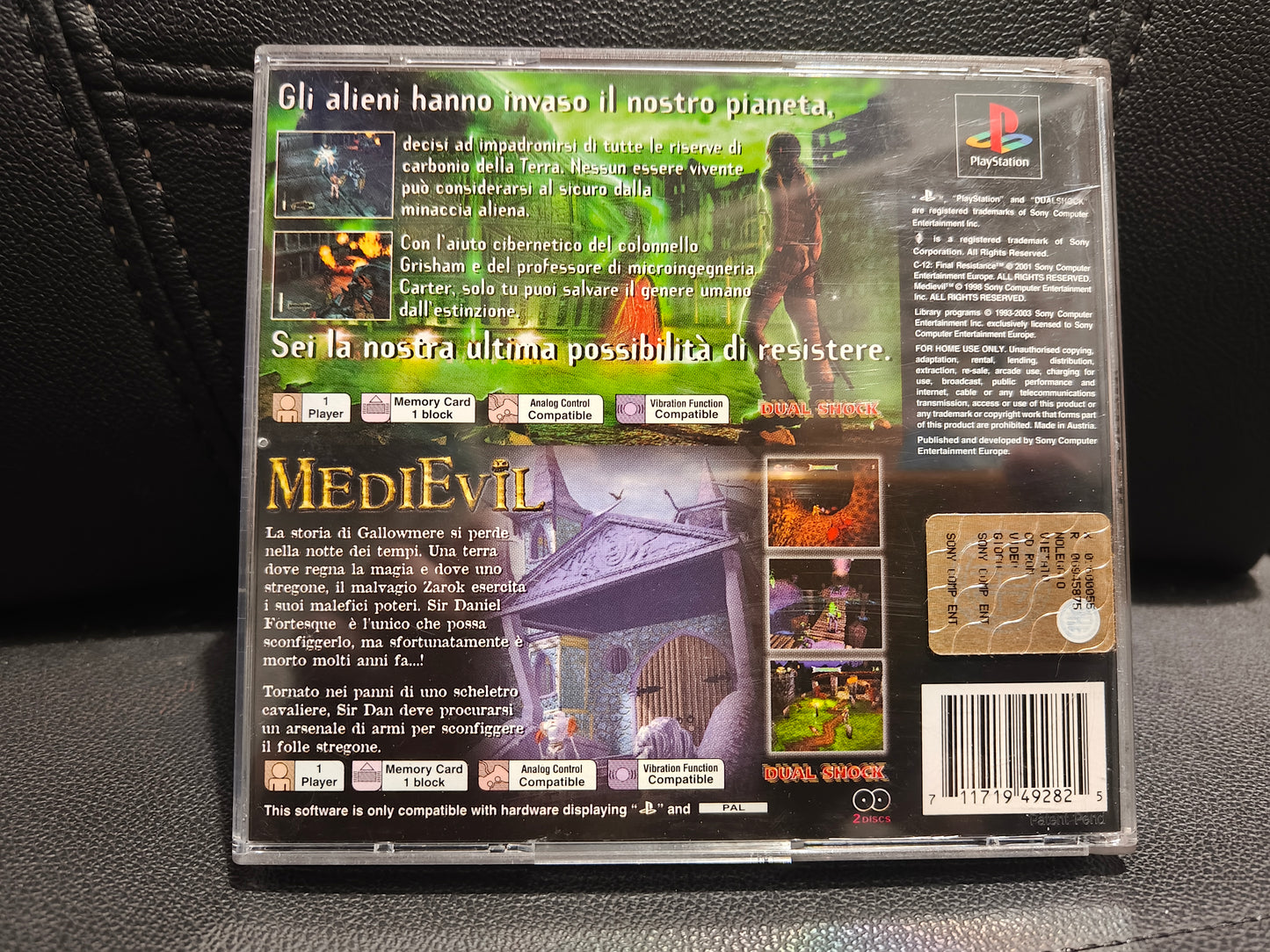2 giochi ps1 medievil + c-12 final resistance